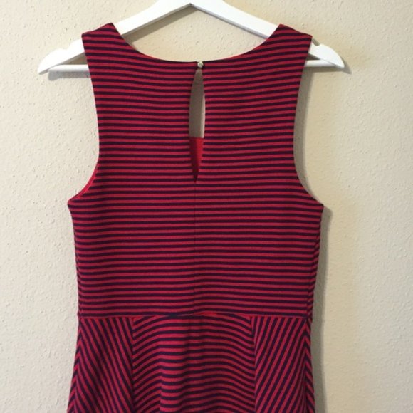 Express Navy & Red Striped fit & flare dress - Picture 2 of 2